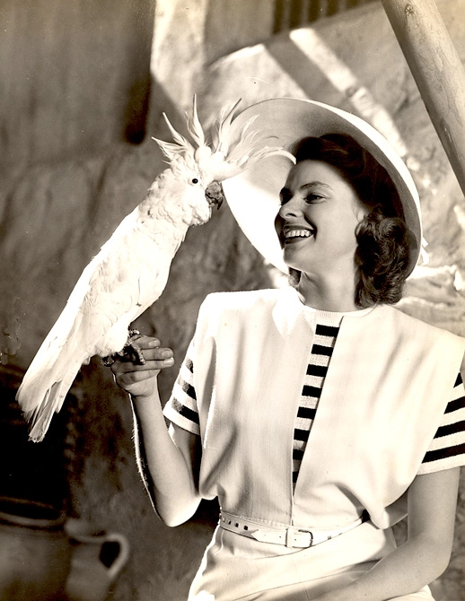 Ingrid Bergman with Cockie the Cockatoo 2