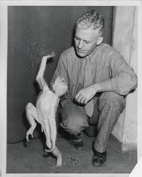 Coulson Glick with a monkey